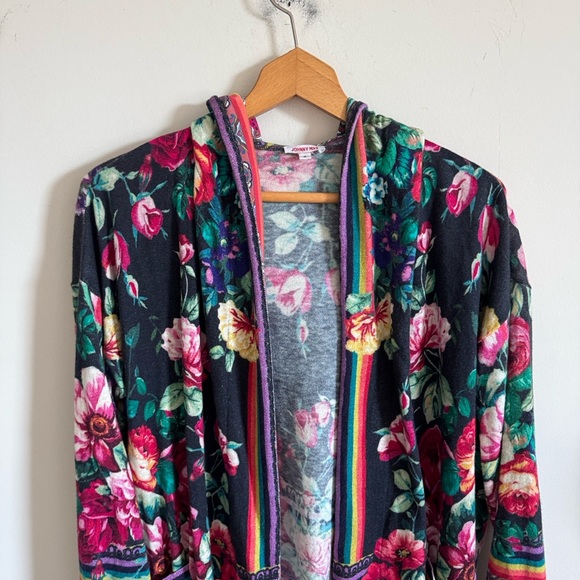 Johnny Was Bethia Printed Cotton/Cashmere Hoodie Cardigan floral print sz small - Picture 3 of 7